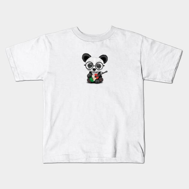 Baby Panda Playing Italian Flag Guitar Kids T-Shirt by jeffbartels